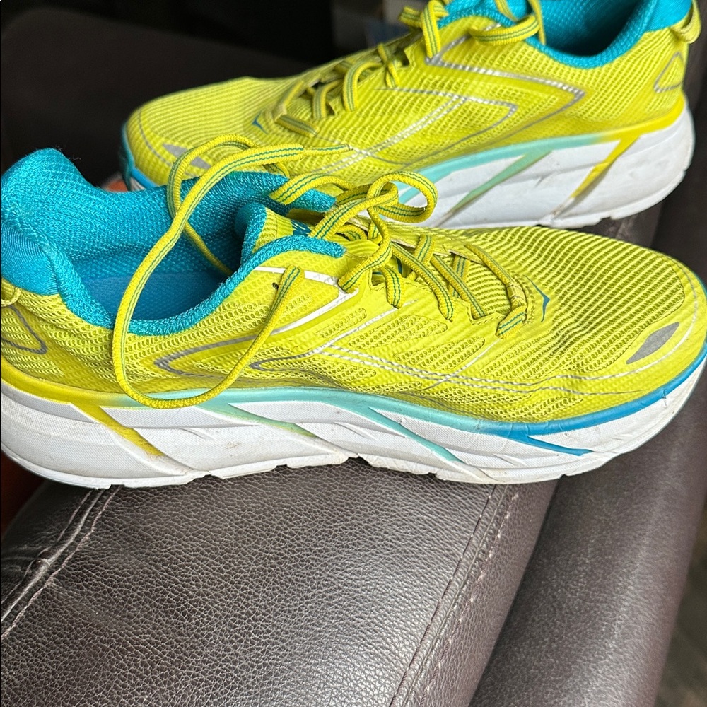 Hoka One One women’s  Lime and Teal Sneakers